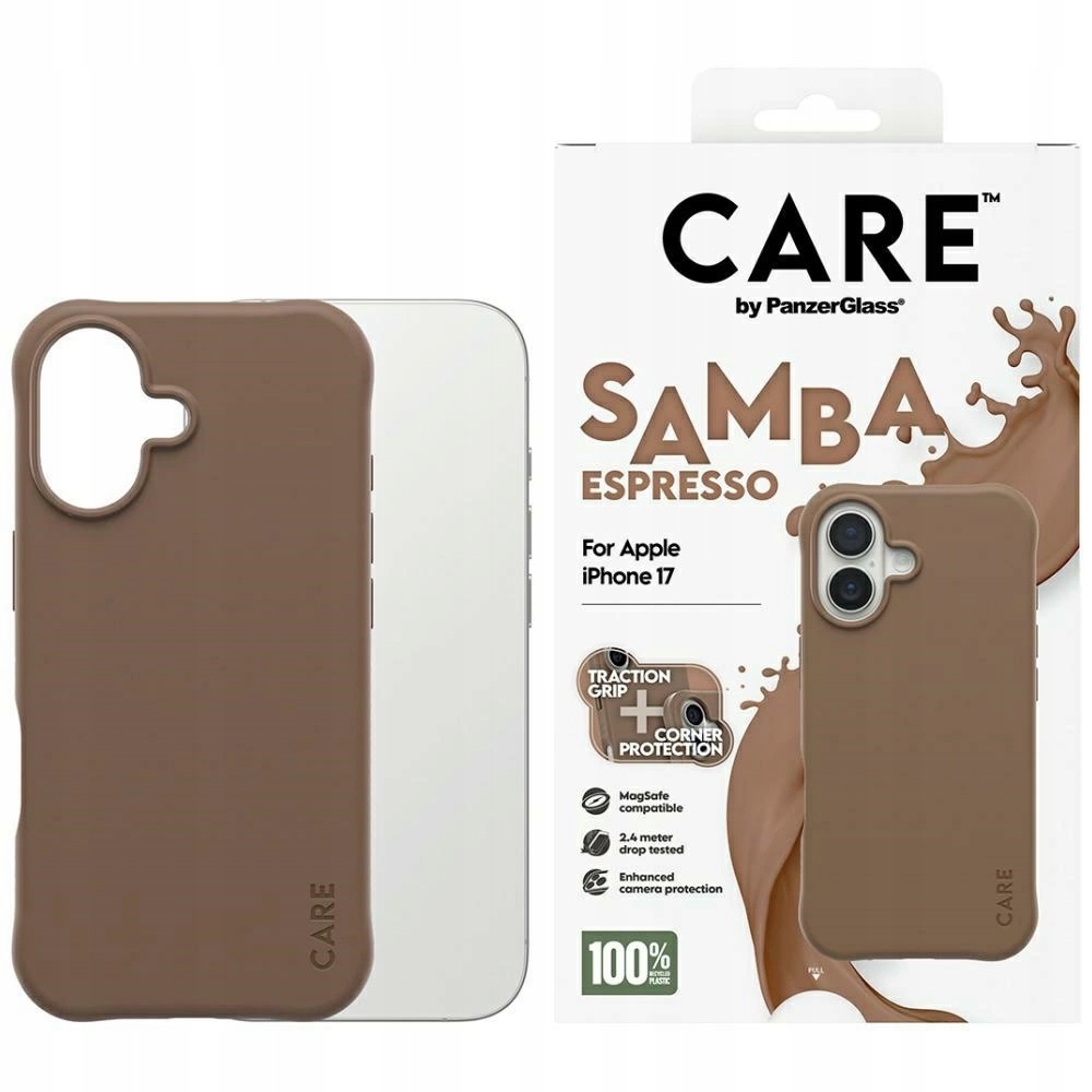 Pouzdro Care by PanzerGlass Fashionable Samba MagSafe pro iPhone 17 hnědé