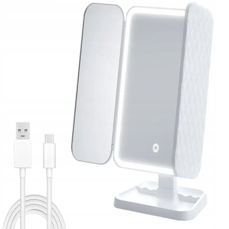 Kosmetické Led Podsvícené Rozkládací Zrcátko Na Make-up Usb 3 Barvy
