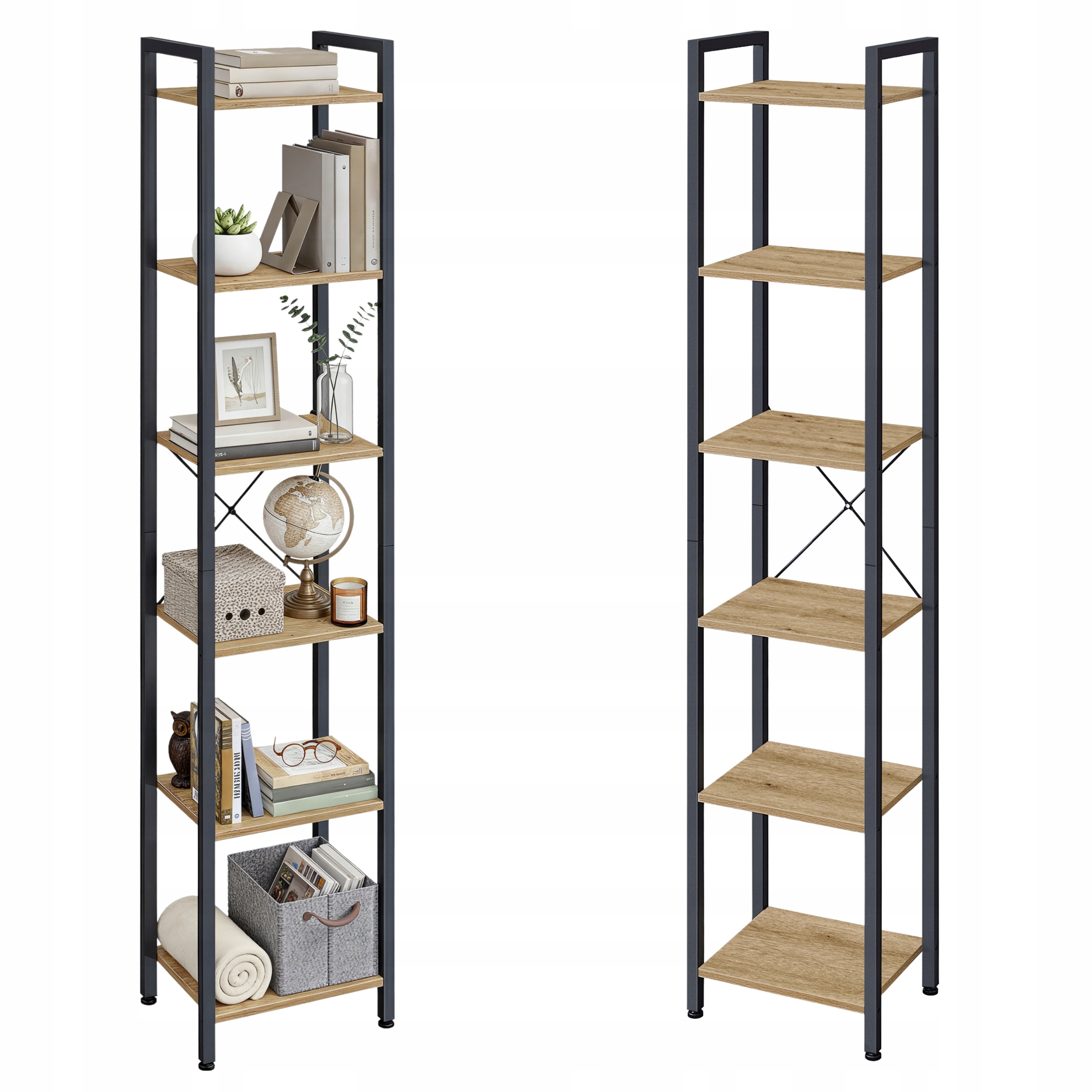 Regál na knihy Úzký 6 polic stojící kancelářský 40x186x30 Dub Artisan Loft