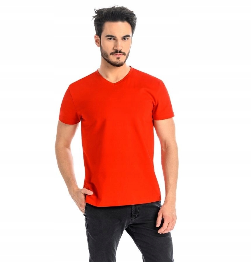 

T-shirt męski bawełniany Dany V czerwony L Teyli