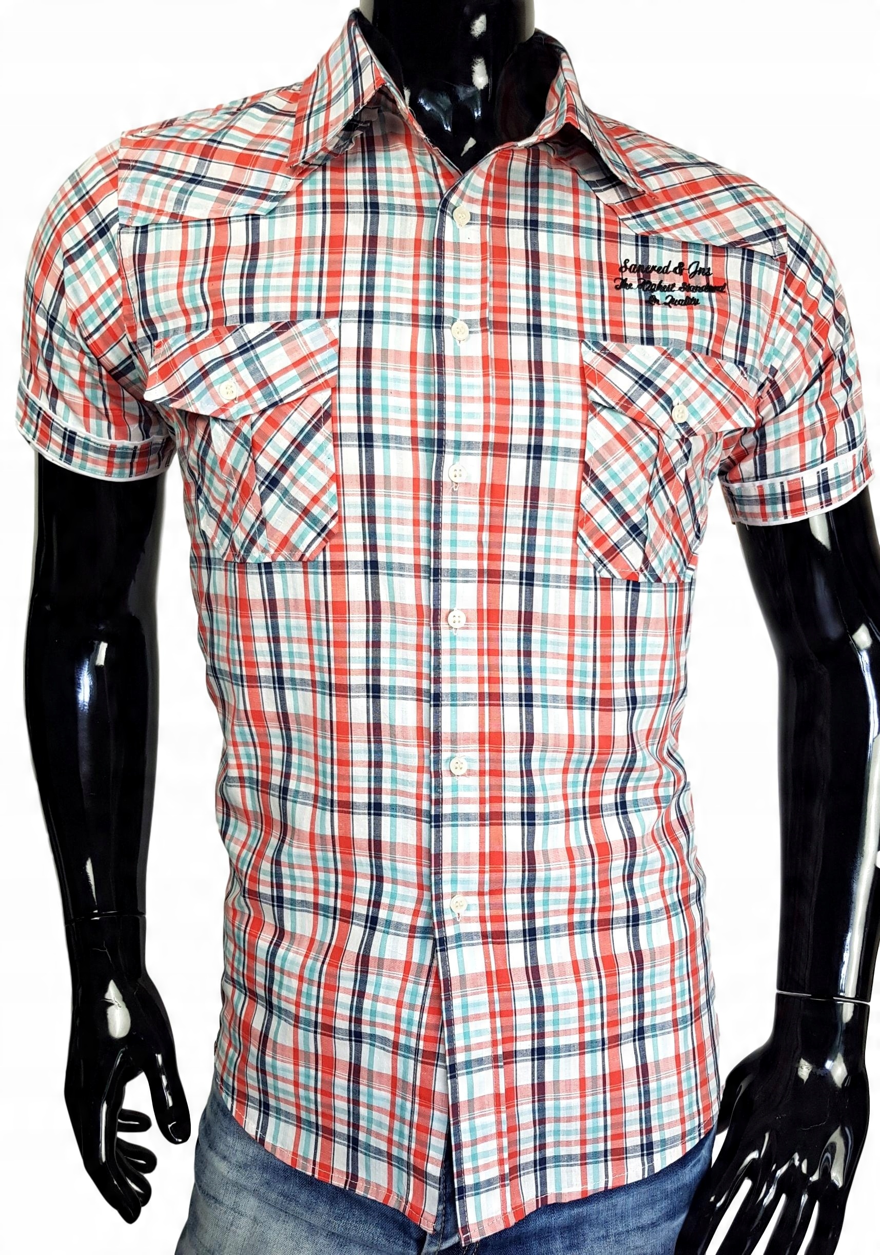 

Koszula Męska Krótki Rękaw _ Krata _ K70 r. XXL