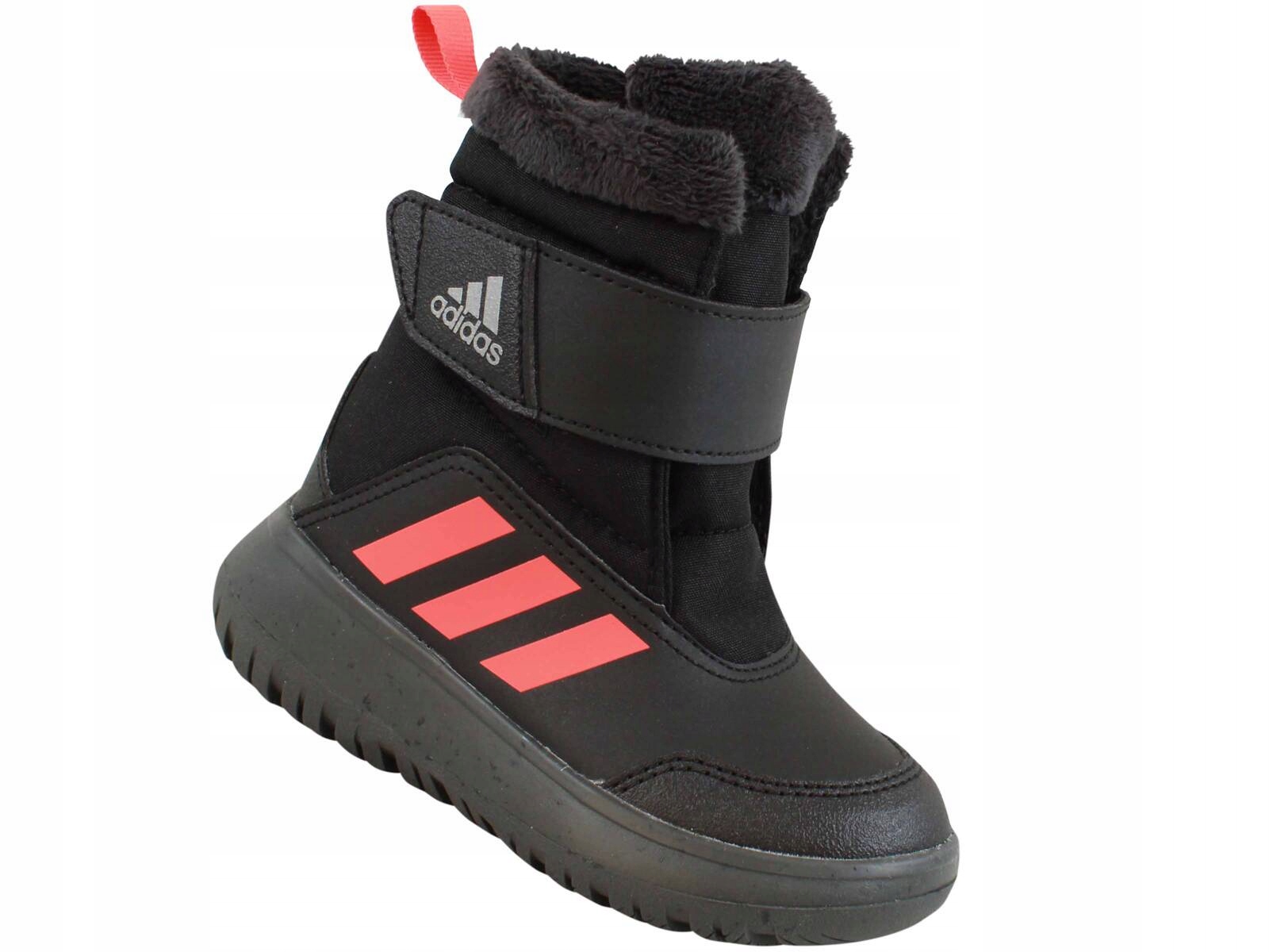 Adidas Winterplay IF1715 Śniegowce Dziecięce Buty Ocieplane Czarne Na Rzep