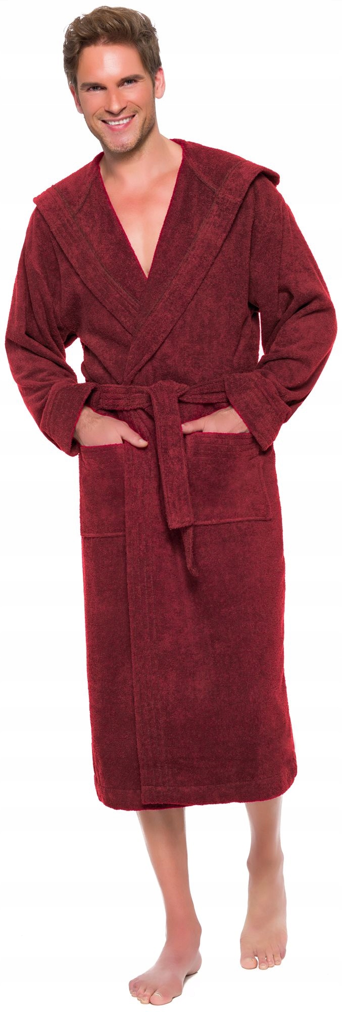 FROTTE BAWEŁNIANY SZLAFROK MĘSKI Z KAPTUREM XXL Kaptur z kapturem