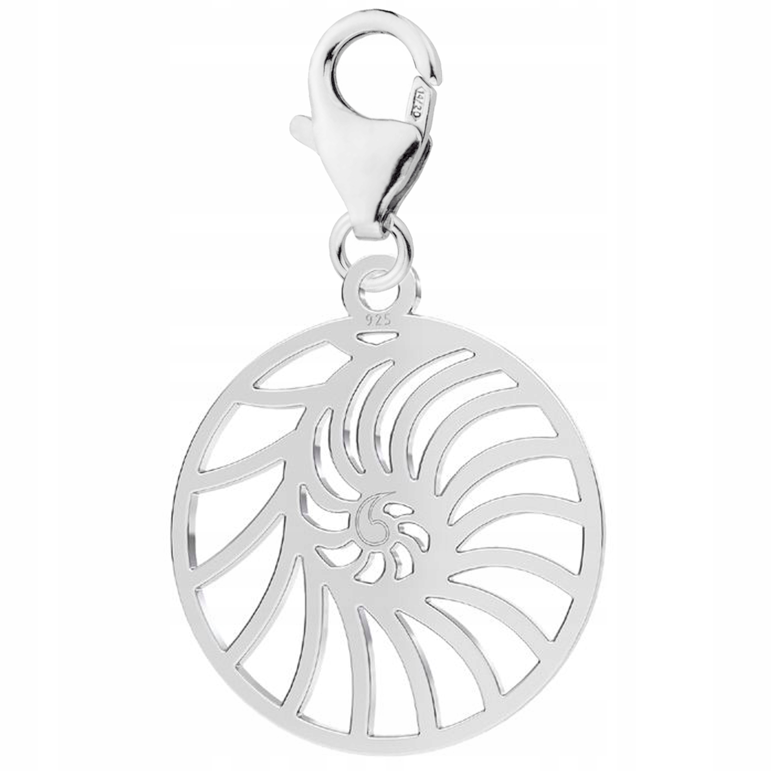 Stříbrný přívěsek Mušle na karabině Plech Stříbro 925