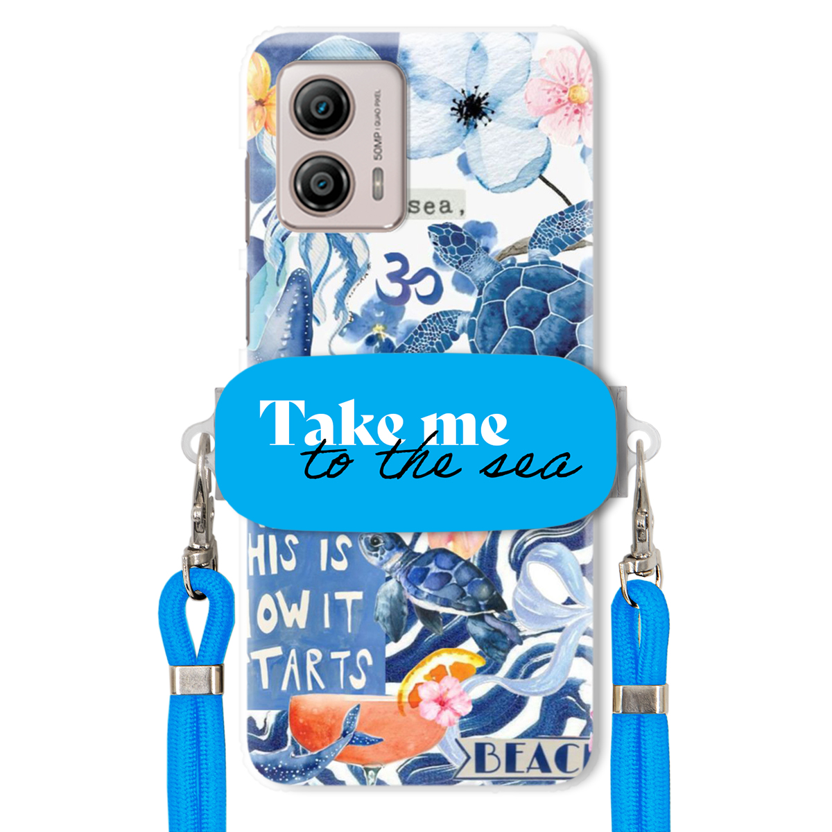 Puzdro pre Motorola G53 Premium Vodítko Modrá Držiak Take Me To The Sea
