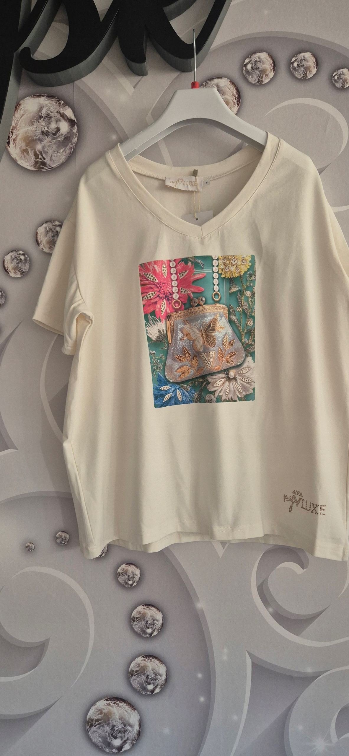Tričko Halenka ecru, My Luxe Vel. 3, XL, XXL Motýl, Kabelka