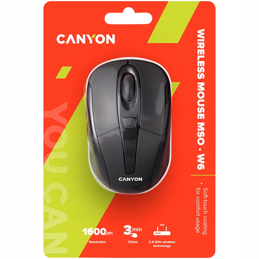 CANYON Mysz bezprzewodowa MSO-W6 Czarna — 10