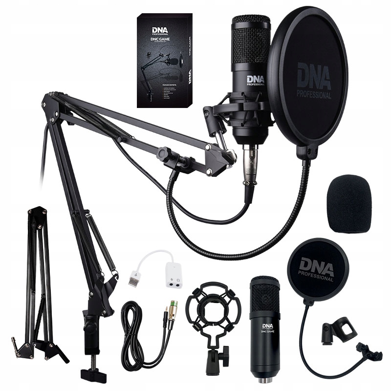 MIKROFON STUDYJNY USB POJEMNOŚCIOWY GAMINGOWY ZESTAW STATYW POP FILTR
