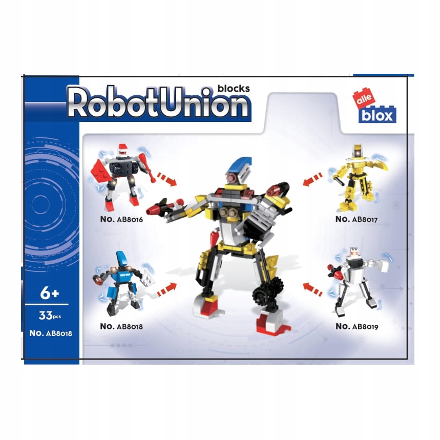 KOCKY pre CHLAPCOV konštrukčné SADA 33 prvkov ROBOT 3v1 alleBLOX 6+ Materiál plast