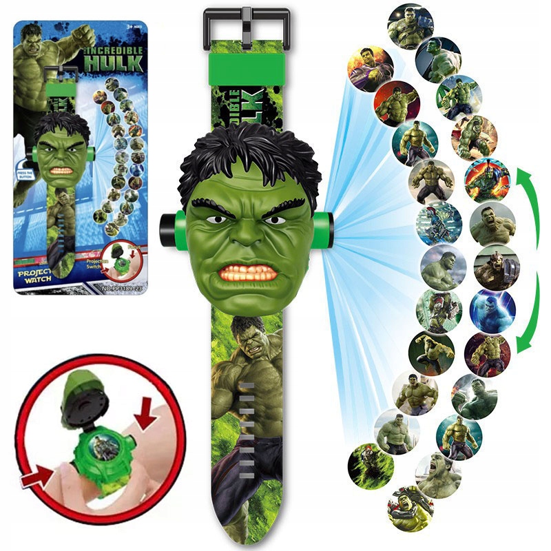 zegarek dla chłopca dziecka dzieci LED 3D z projektorem HULK rzutnik zdjęć Funkcje Datownik Timer