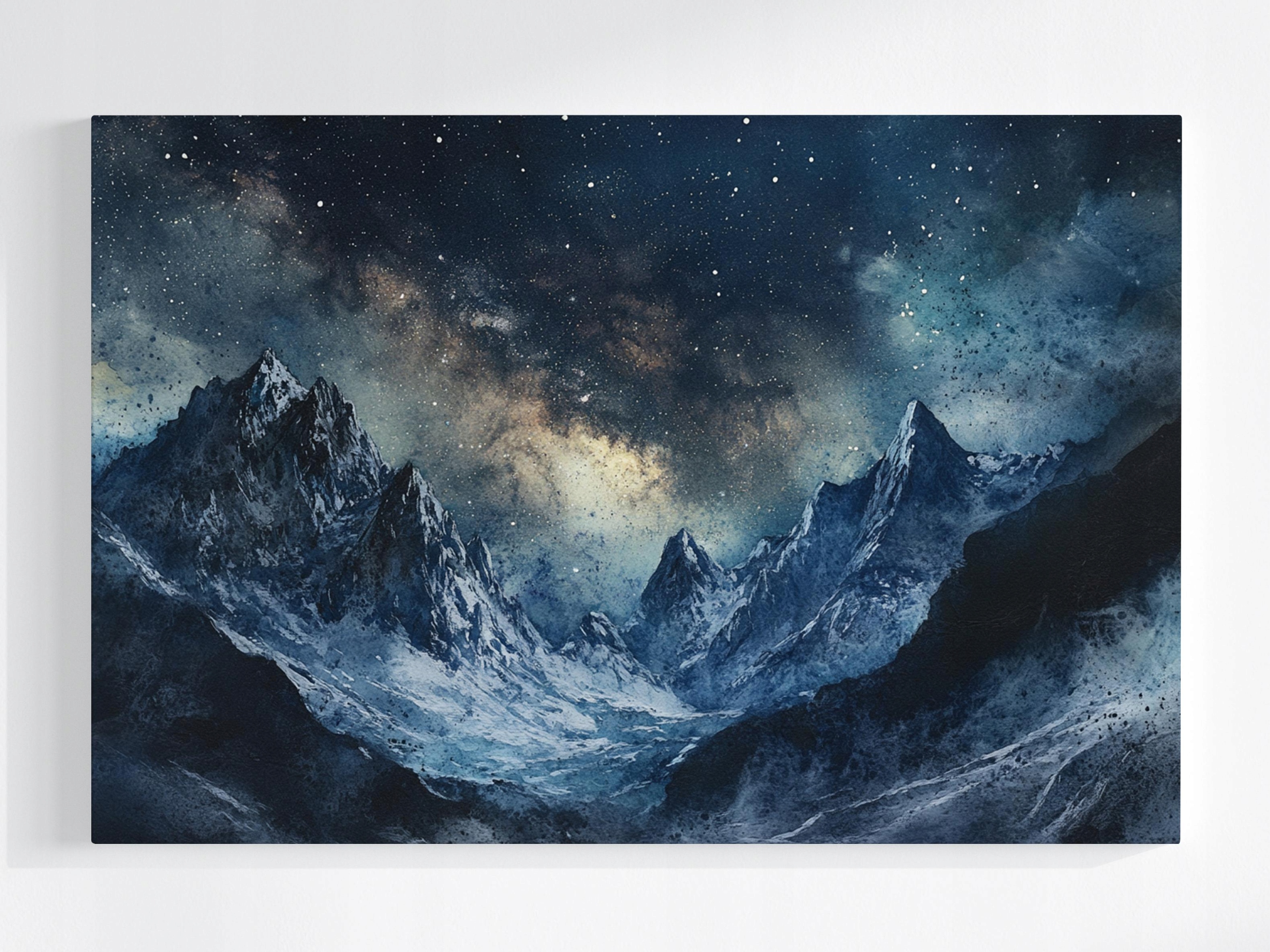 Obraz Na Plátně Canvas Pohled Na Krajinu Hory Vrcholky Zima Nebe Hvězdy 120x80