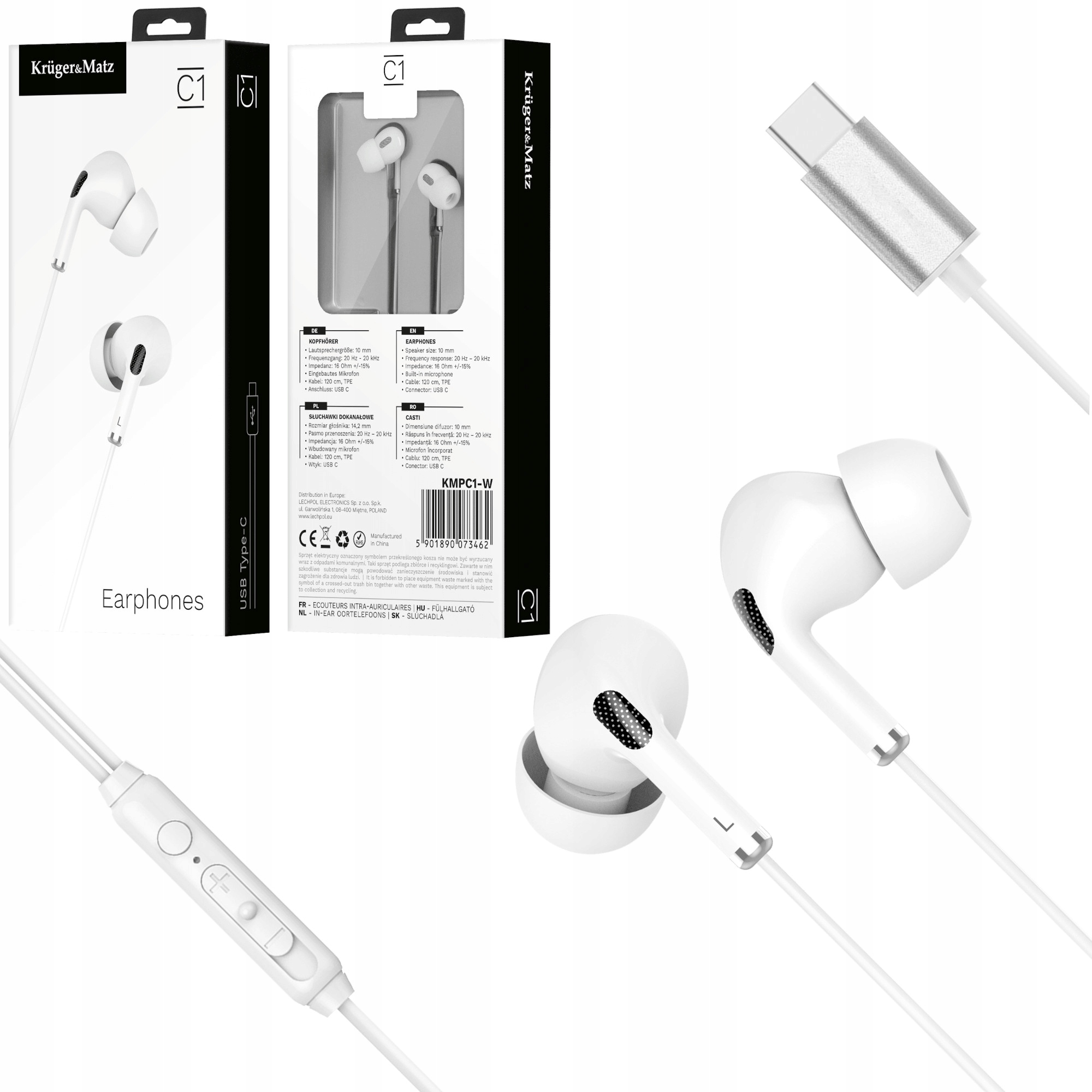 

Słuchawki dokanałowe Usb-c Kruger&Matz C1