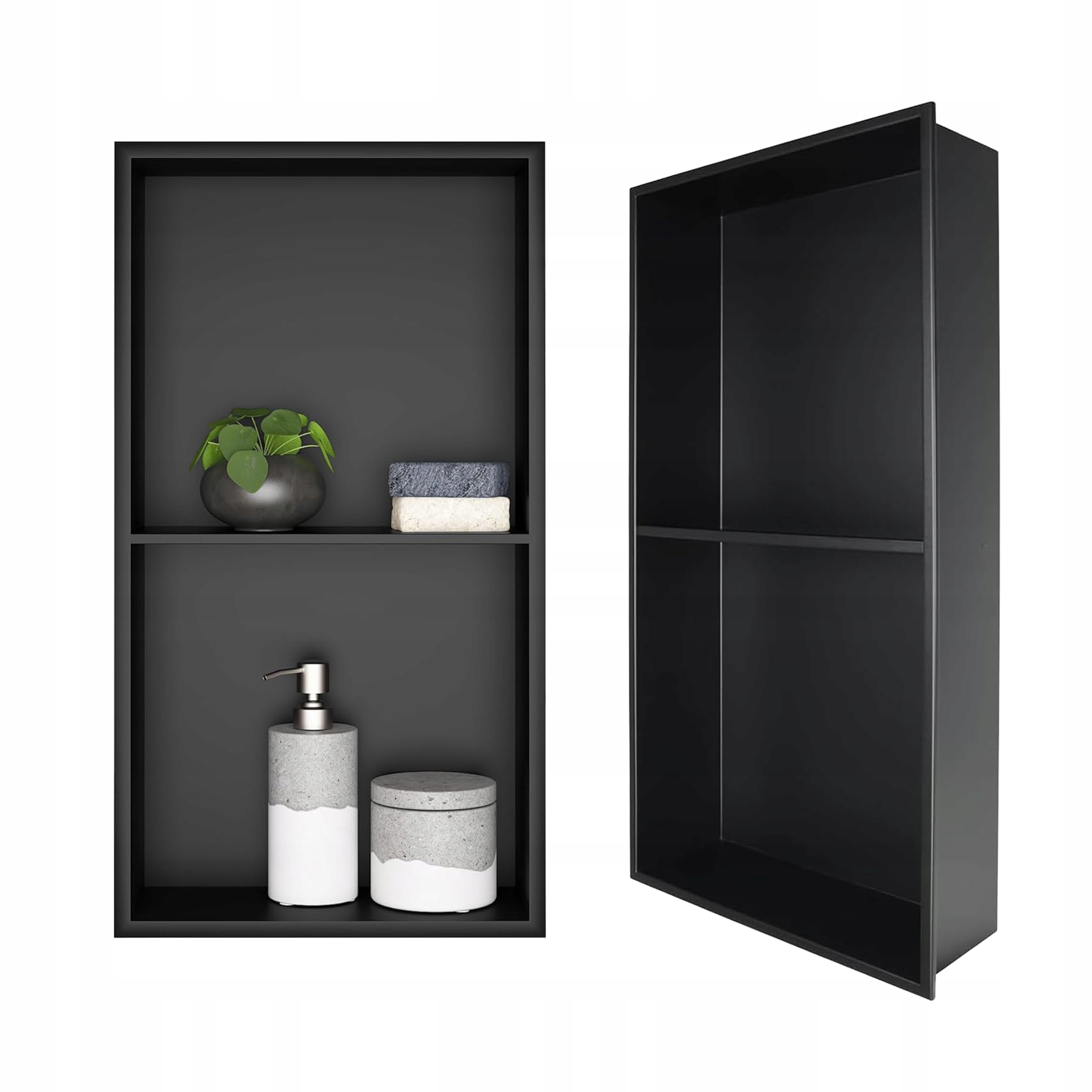 Vnitřní Police 60x30x10 CM Koupelnová Sprchová Černá Nerezová Ocel