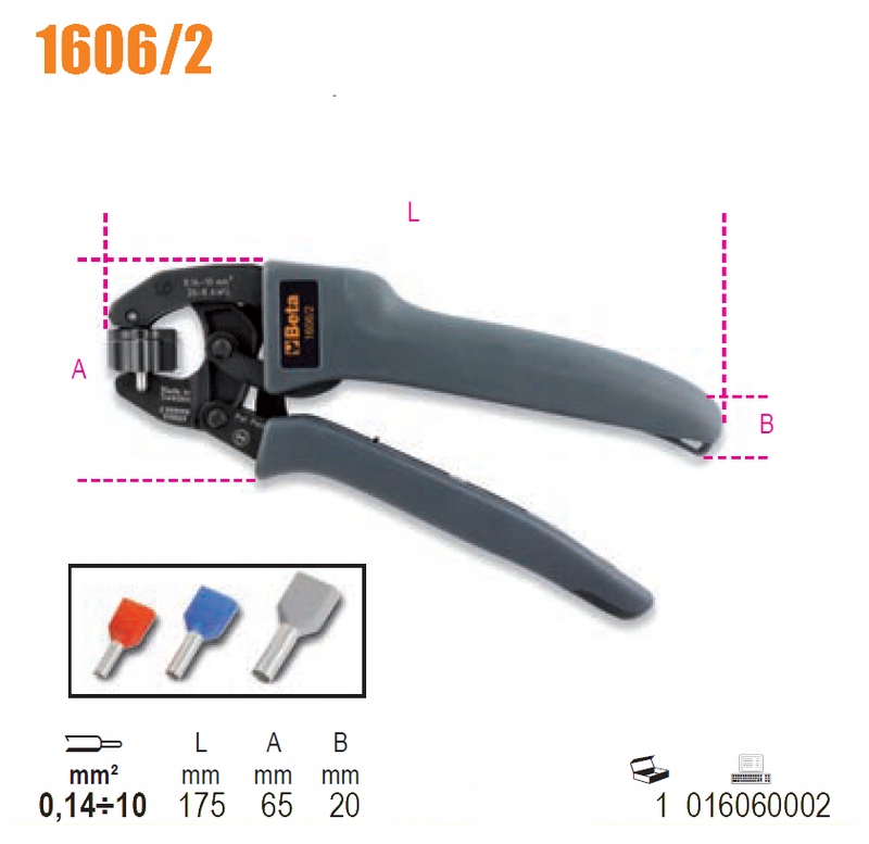 SZCZYPCE DO KOŃC KABLOWYCH TULEJKOWYCH BETA 1606/2 Marka Beta