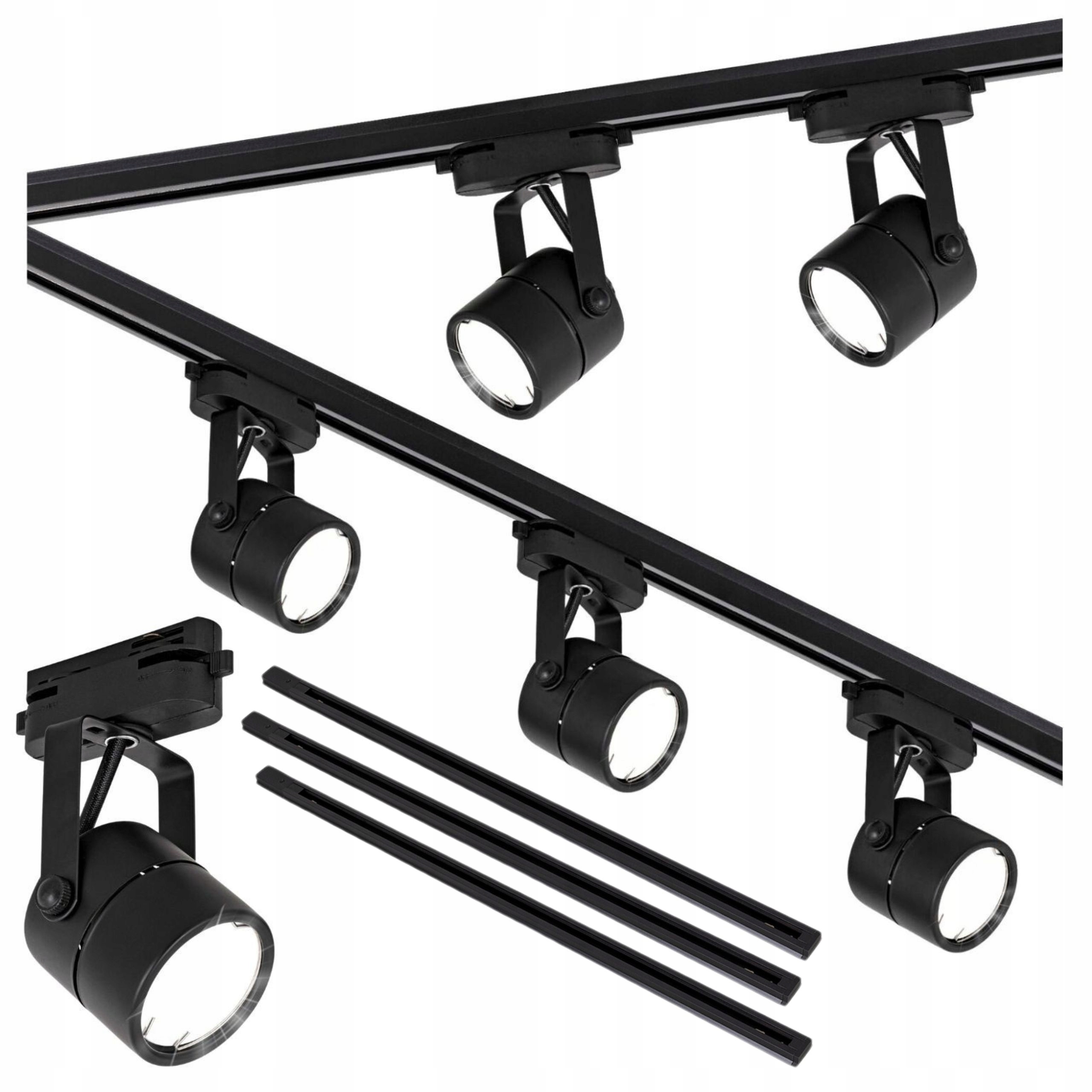 Sada kolejnicová lišta 3x1 m 5x reflektor GU10 Černá do pokoje