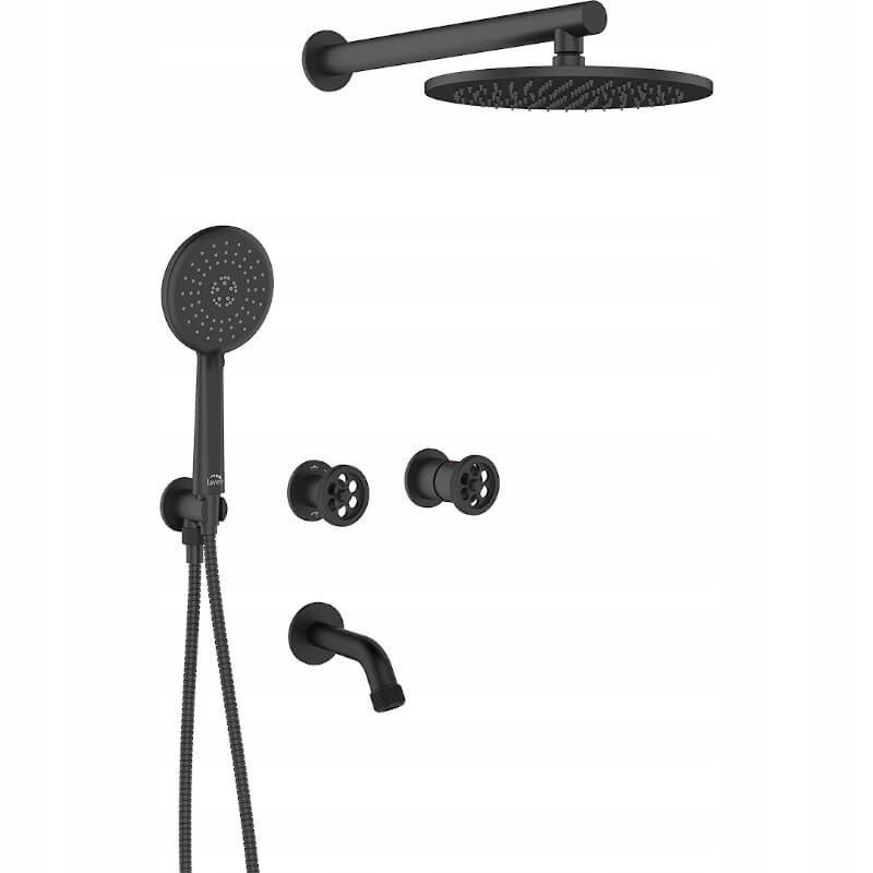 Podomietková batéria Muro so sprchovacím setom, čierna, Laveo BAU_711P