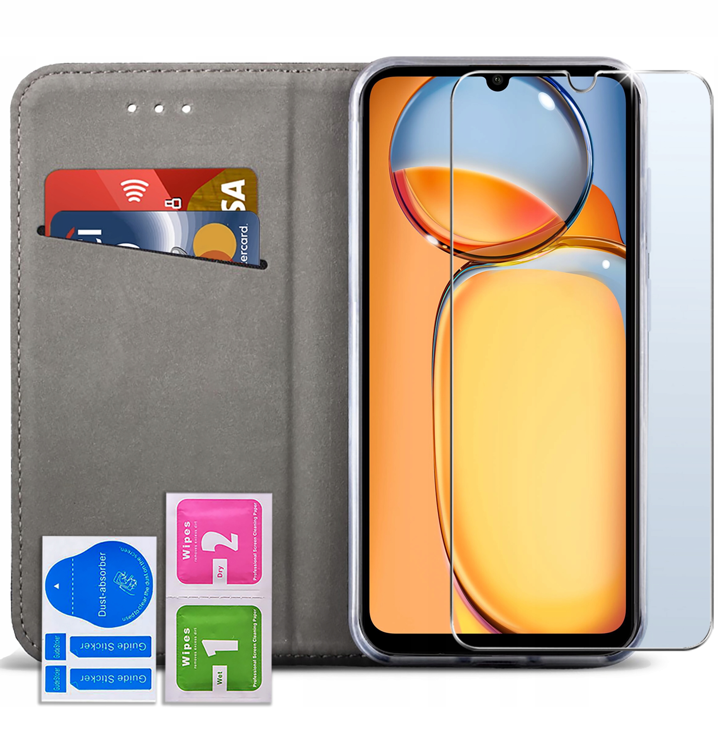 ETUI SKÓRZANE do XIAOMI REDMI 13C|POCO C65 MAGNETYCZNE CASE TOKRA SZKŁO 9H Dedykowany model Xiaomi Redmi 13C