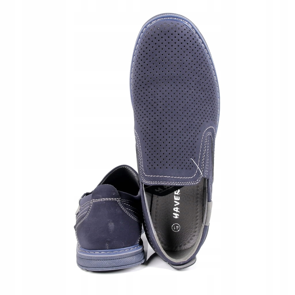 Mokasíny Pánské Boty Nazouvací Ažurové Polobotky Vkládací Tmavě Modré Lehké Pohodlné