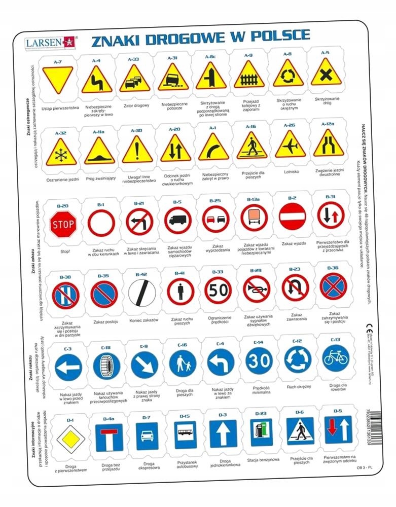UKŁADANKA ZNAKI DROGOWE W POLSCE