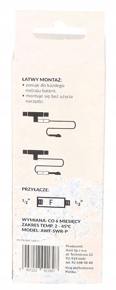 FILTR WODY PRYSZNICOWY FitAqua AWF-SWR-P-M Srebrny Kod producenta AWF-SWR-P-M