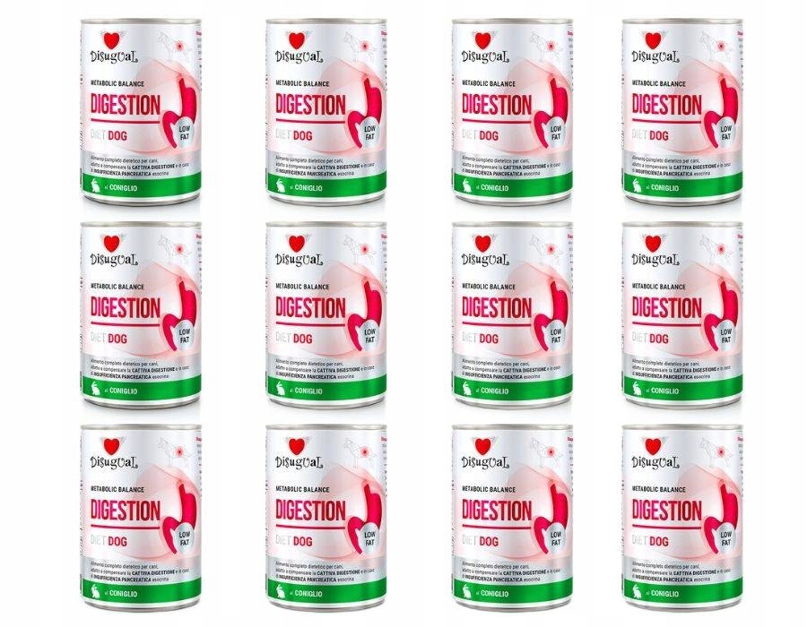 Levně Disugual pro psa Mokrá pankreatická dieta Digestive Low Fat Králík 12 x 400 g