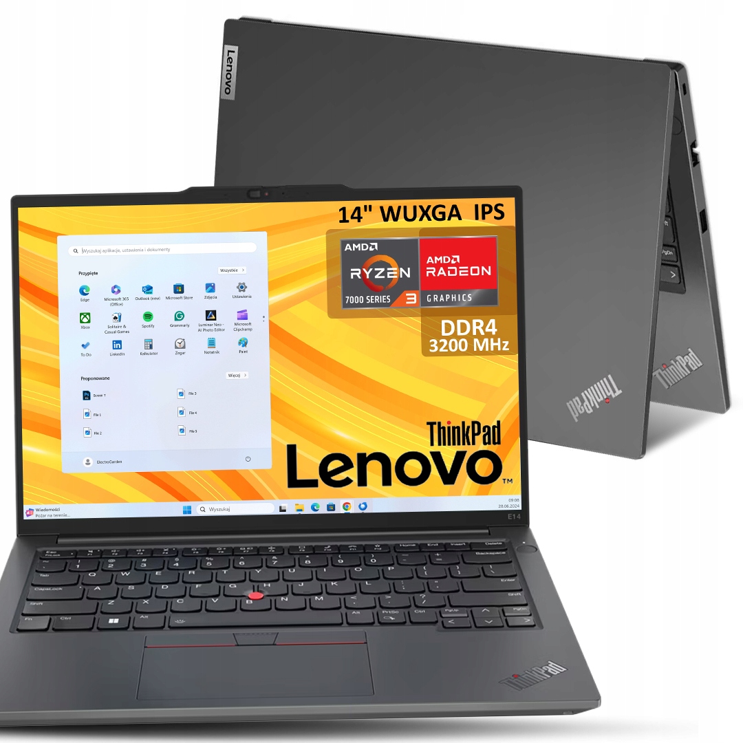 Laptop Lenovo ThinkPad E14 AMD Ryzen 3 16 GB 512 GB SSD czarny z etui