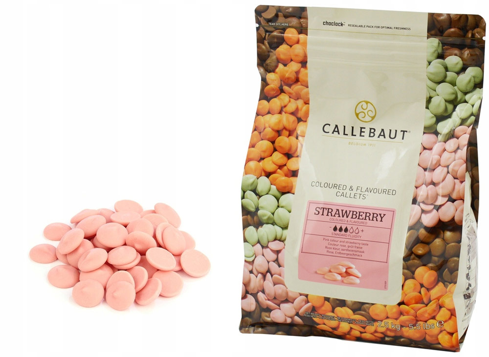 Czekolada Callebaut Truskawkowa 2,5 kg do fondue pralin truskawka