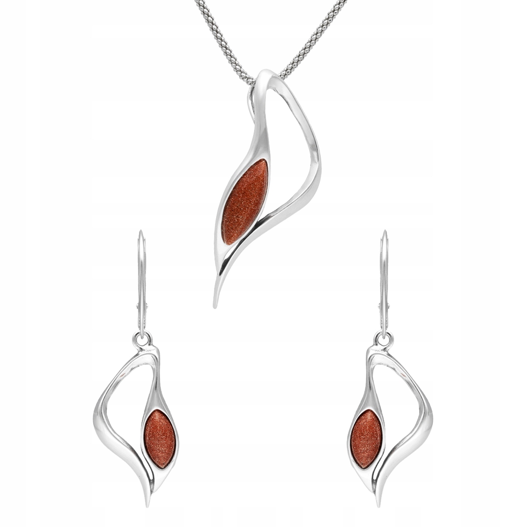 Stříbrná sada s pískem pouště Náušnice přívěsek Stříbrné šperky