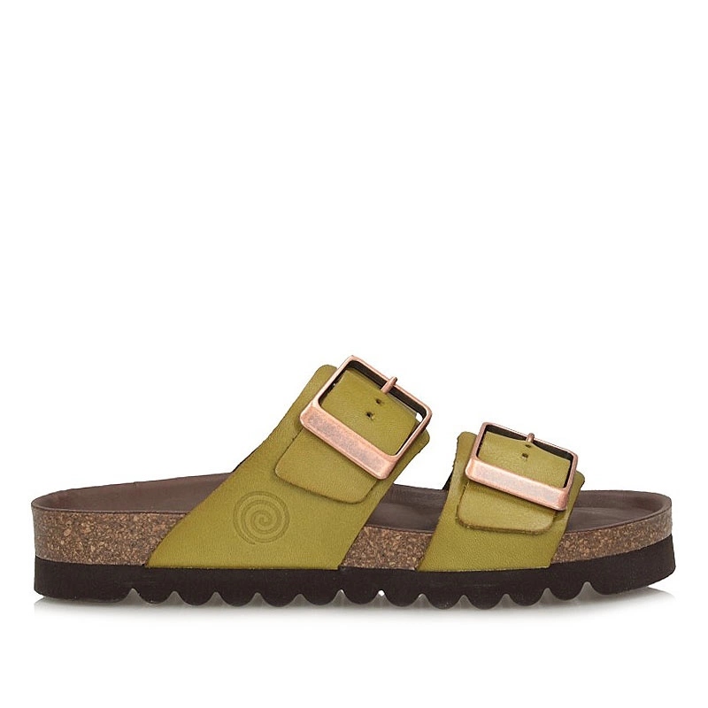 Nazouváky zelené kožené