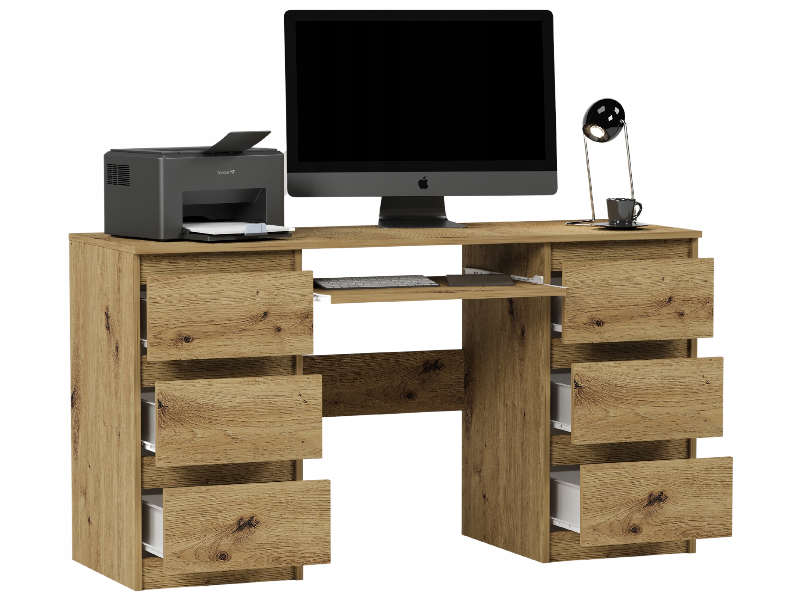 Meble Biurko komputerowe 6sz 135cm artisan N32