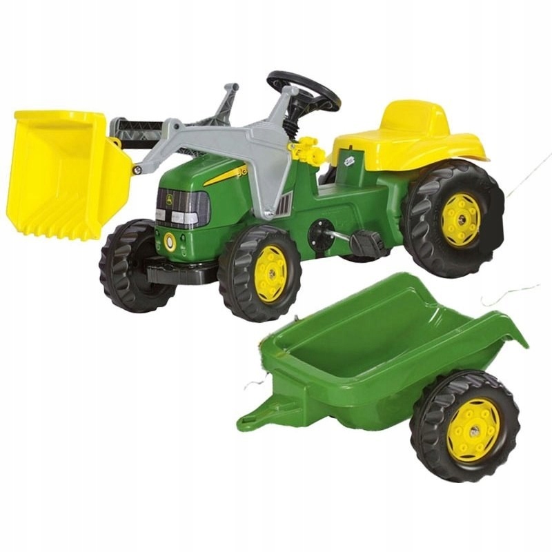 Traktor na Pedały z Łyżką i Przyczepą Rolly Toys John Deere Zielony