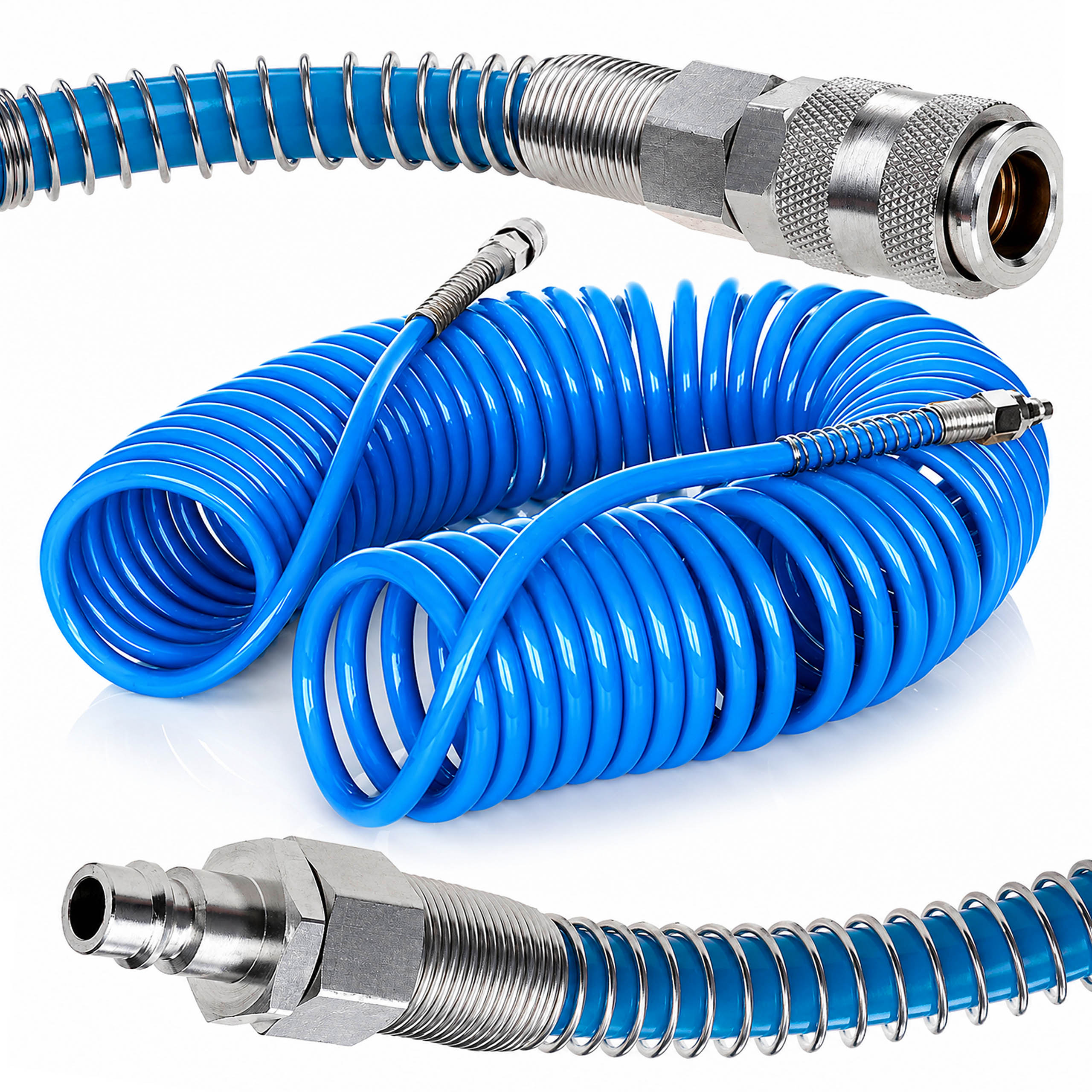 Wąż spiralny pneumatyczny 10m 8x12mm do kompresora szybkozłączki Pe