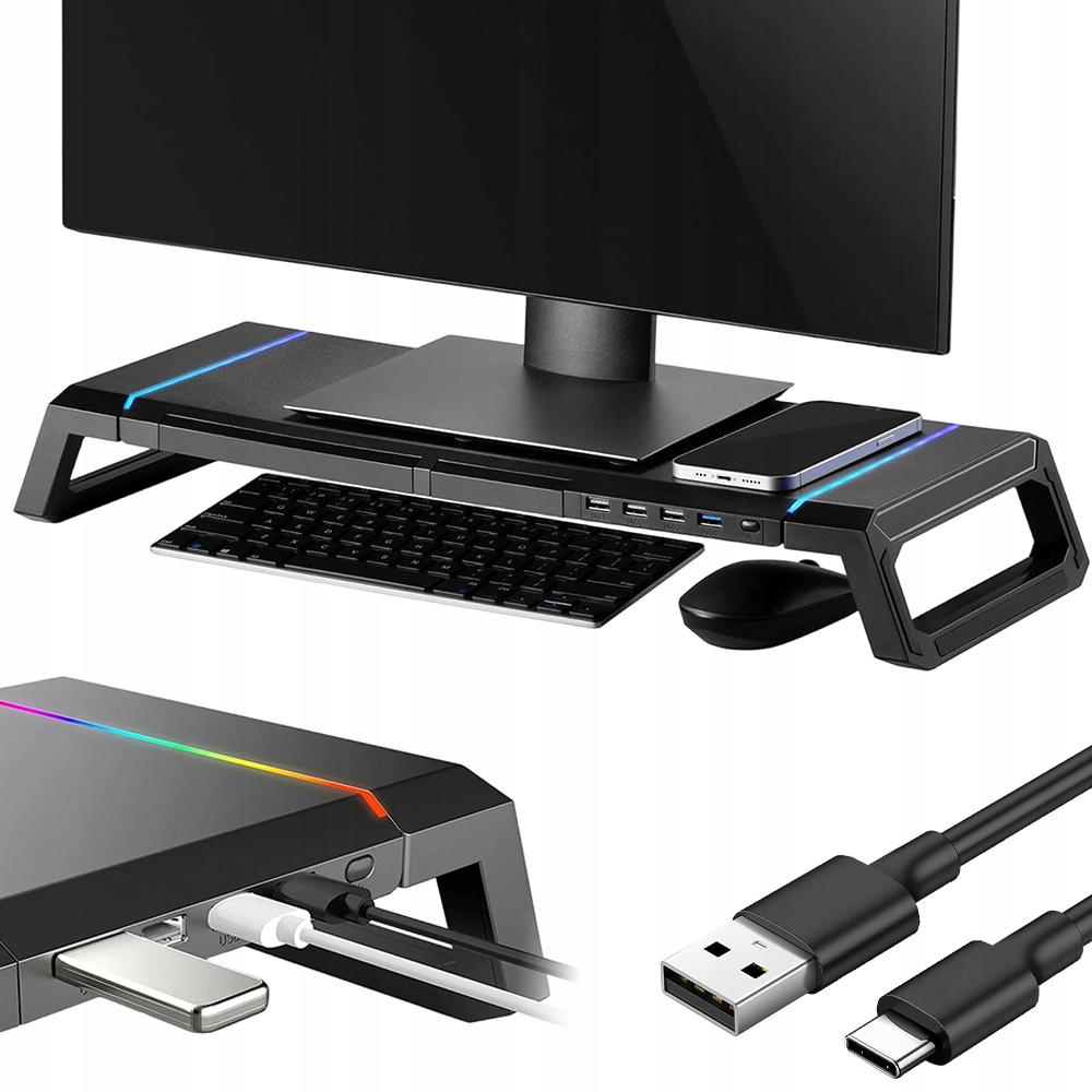 Podstavec Pod Monitor Notebook Police Se Zásuvkou Nastavitelný Loftový Nástavec