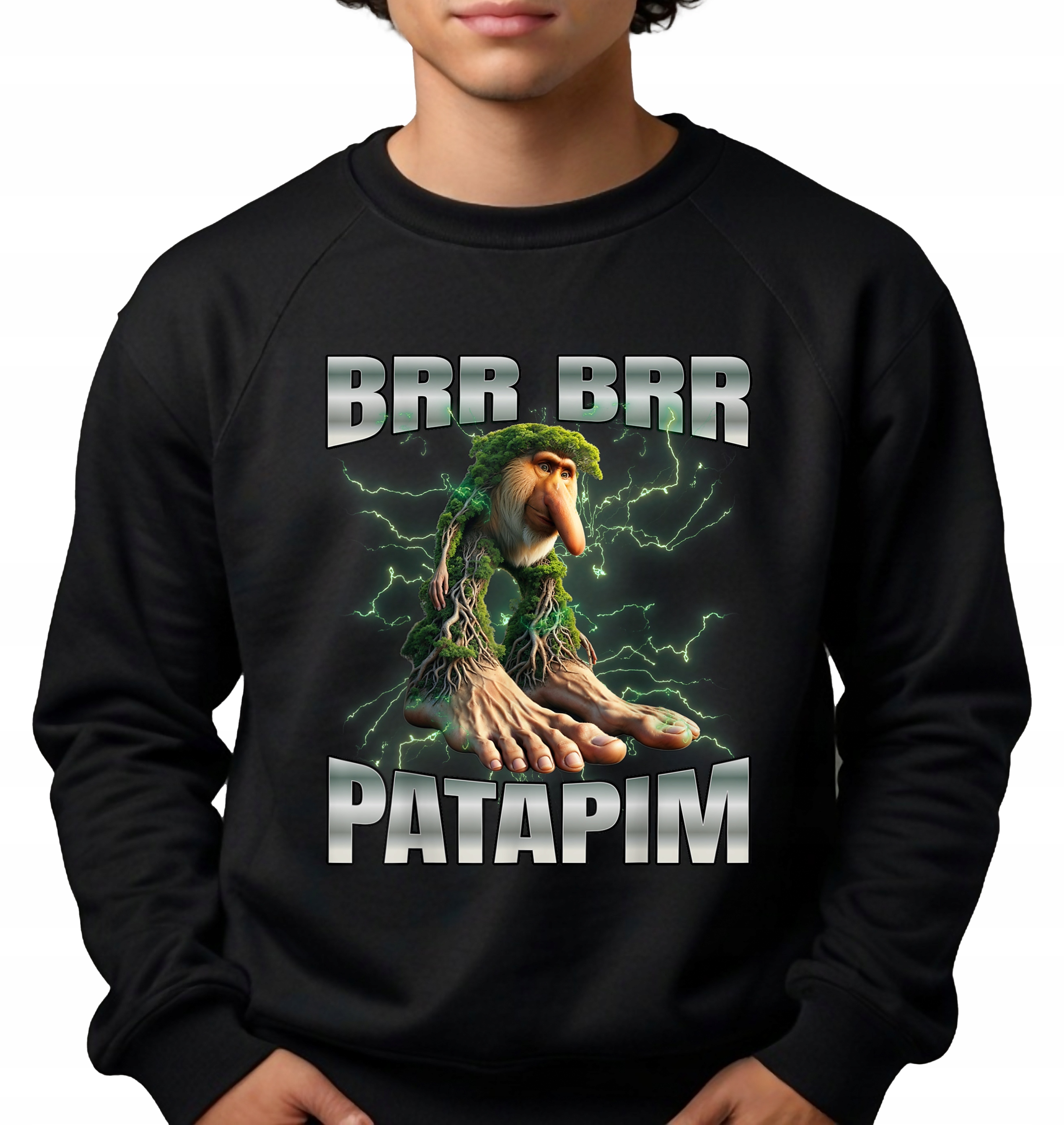 Pánská Mikina Černá Dárek Pro Chlapce Brain Rot Tiktok Trend Brr Brr S