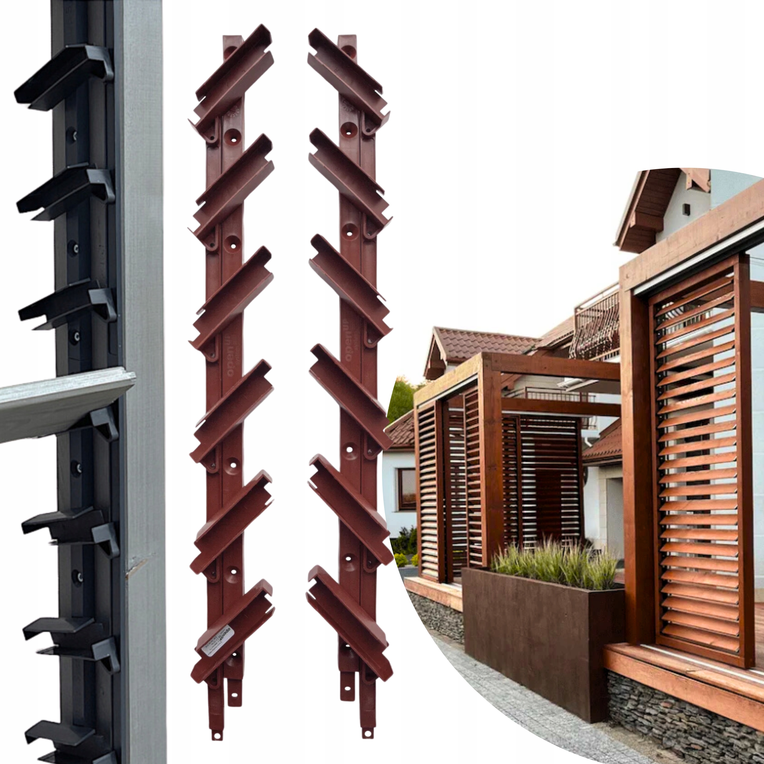 Uchwyty do Żaluzji Ruchomych Zewnętrznych na Taras do Altany Ciemny Brąz