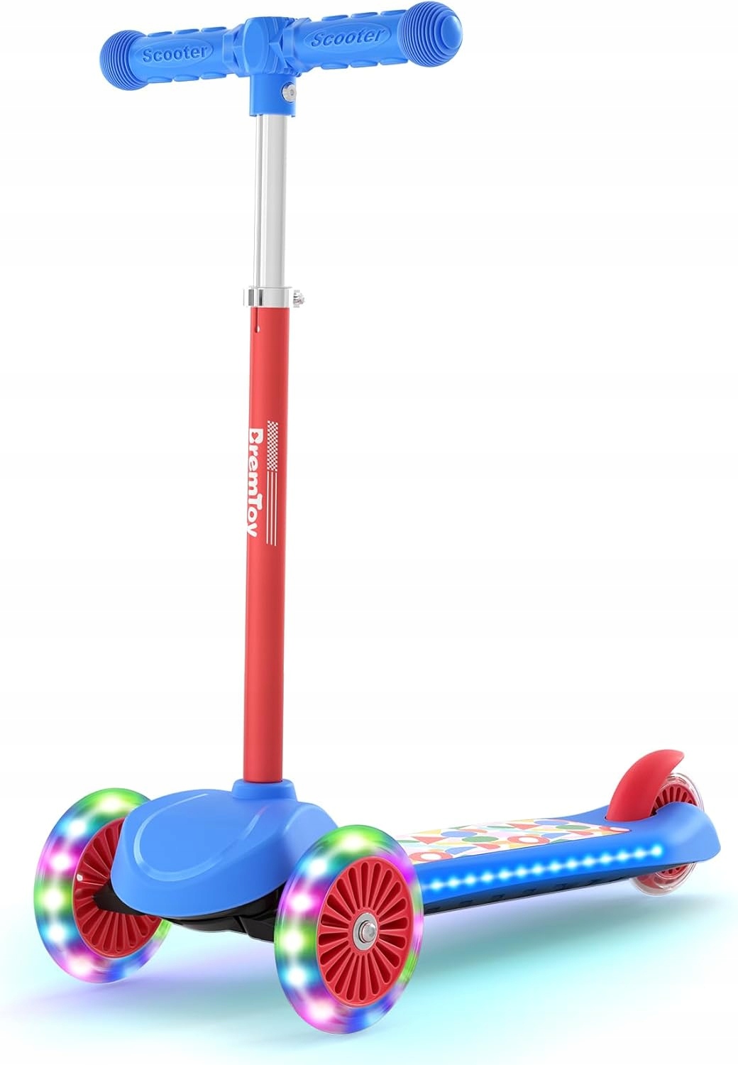 BremToy Hulajnoga dziecięca z Luminous Deck i kółkami Led Pu, czerwona
