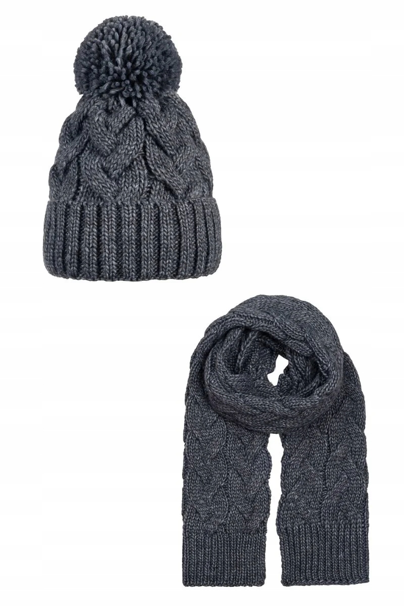 Unisexový komplet Ander s čepice a šálou pro muže Braid Dark Grey 52-58