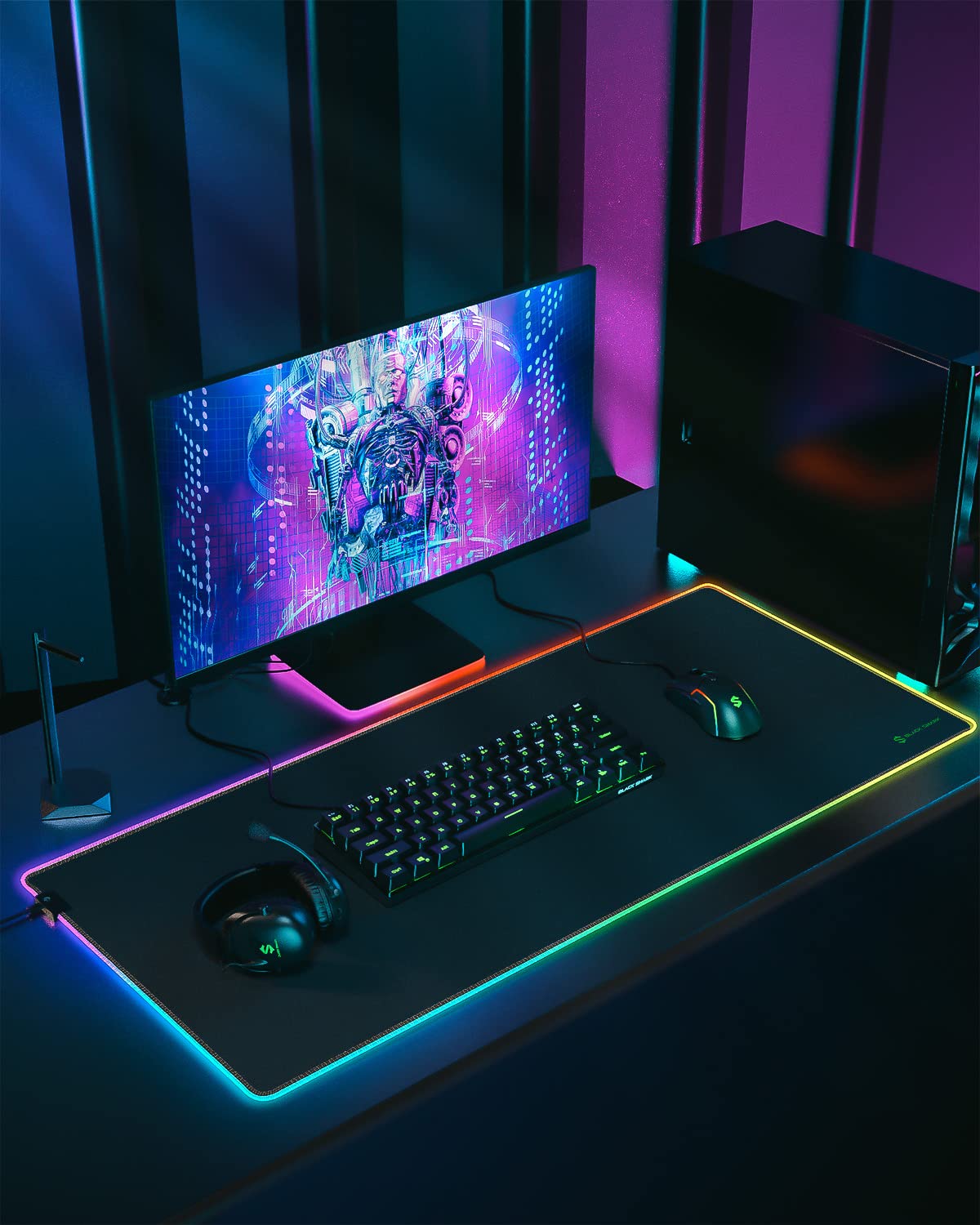 BLACK SHARK Podkładka Gamingowa XXL 900x400 mm LED 11 Trybów Antypoślizgowa — miniatura 7