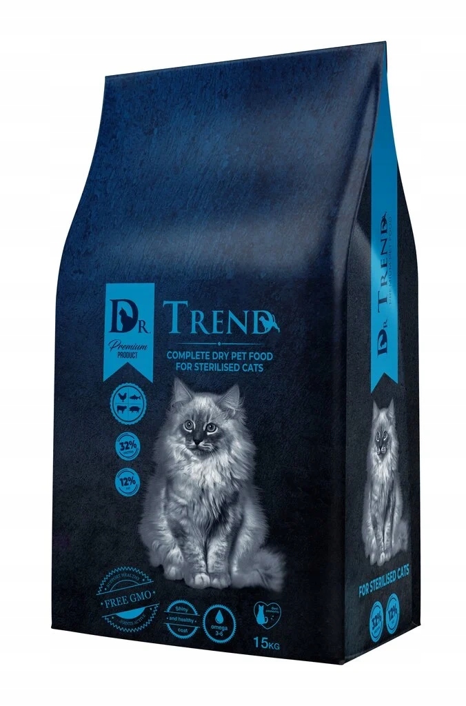 Levně Dr. Trend Premium Sterilizované suché krmivo pro kočky 15 kg