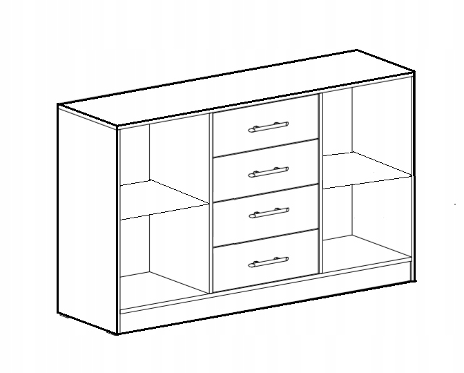 Komoda w Białym Połysku 4 szuflady Salon Sypialnia Wykończenie połysk