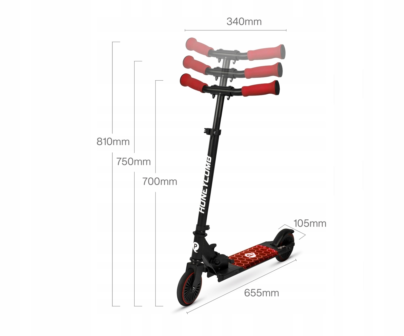 Qplay Hulajnoga Honeycomb Kompaktowa Składana Led