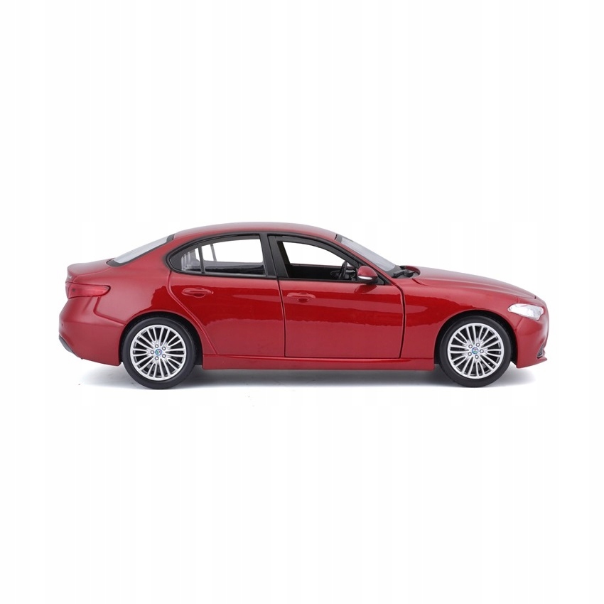 Alfa Romeo Giulia 1:24 model Bburago 18-21080 Kolor dominujący odcienie czerwieni