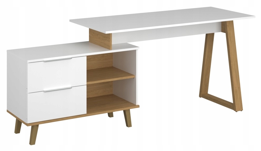 KOMODA BIAŁA Z SZUFLADAMI I PÓŁKAMI młodzieżowa komody do biura NE-05 Liczba szuflad 2