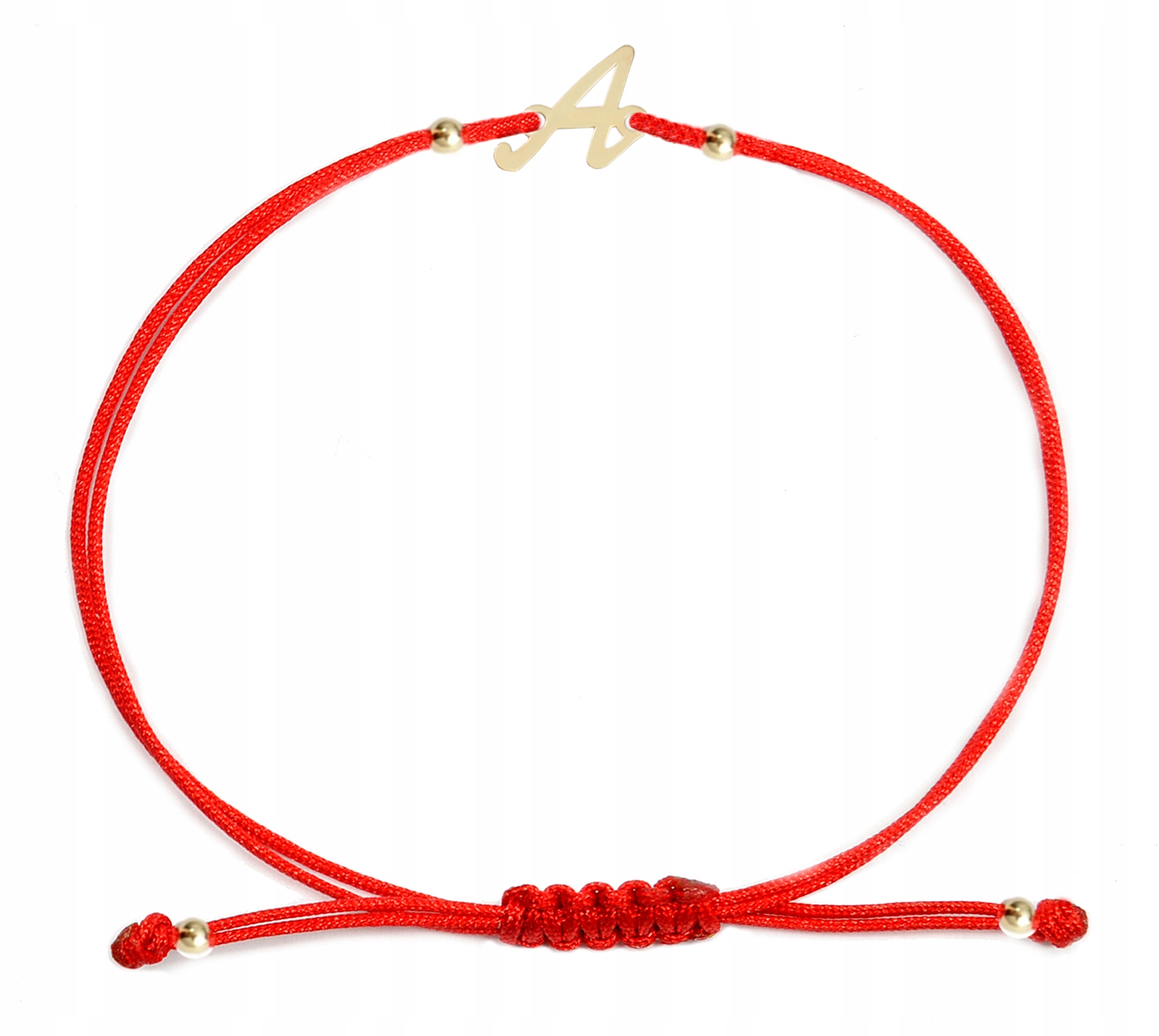 Zlatý náramek na šňůrce s písmenem A, ryzost 585