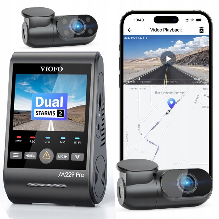 KAMERA SAMOCHODOWA VIOFO A229 PRO 4K+2K+FHD 3CH HDR GPS WIFI SONY STARVIS 2
