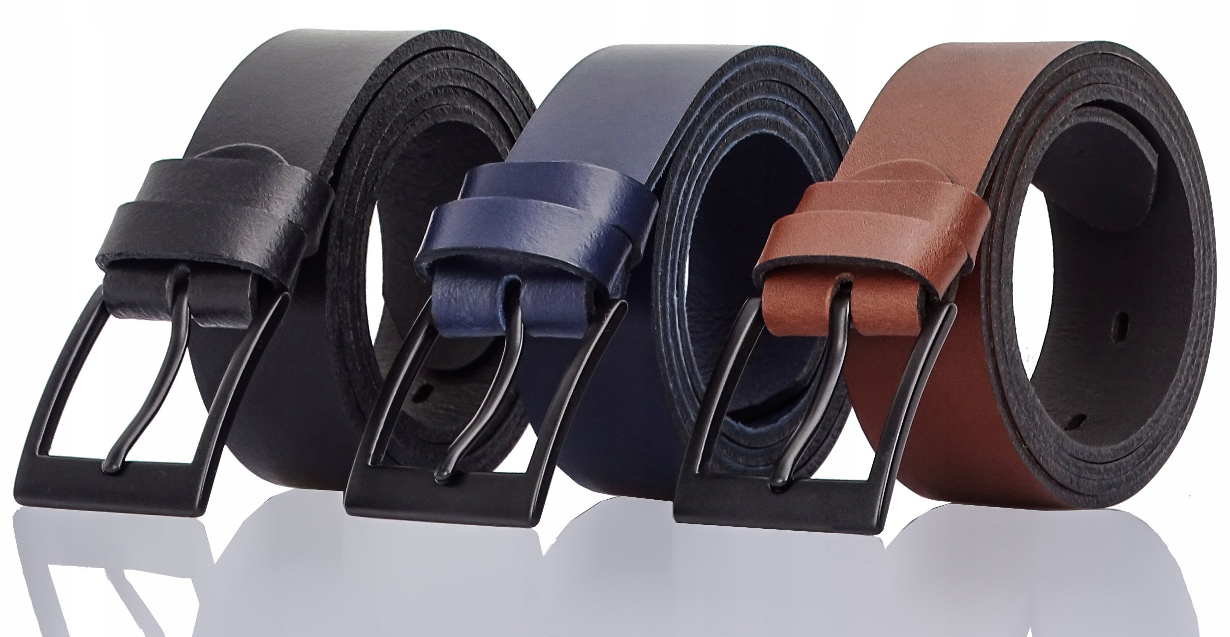 Kožený opasek ke kalhotám černá námořnická modrá hnědá kůže 3x pásek Arius dárek