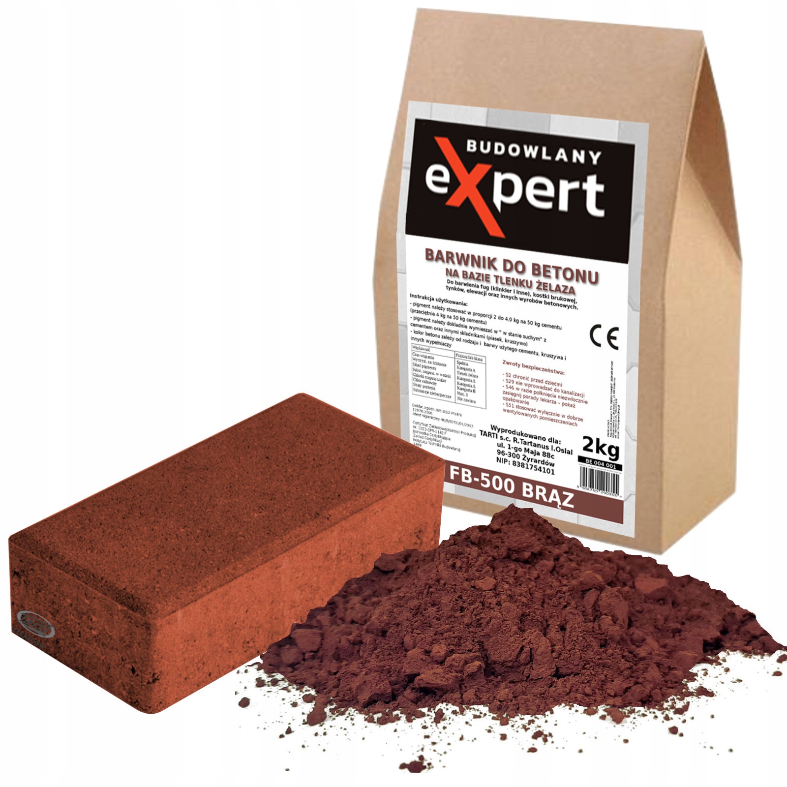 PIGMENT BARWNIK DO BETONU FB-500 BRĄZOWY BRĄZ 2KG FARBA DO BETONU FARBUJĄCA