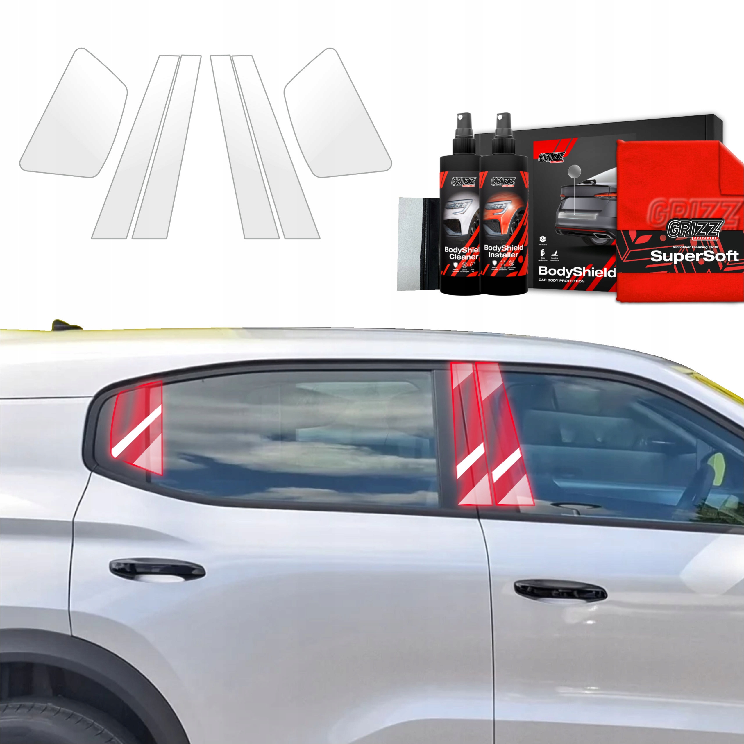 6v1 Fólie Ppf dýha na sloupky pro Opel Frontera (2024-2025) Grizz