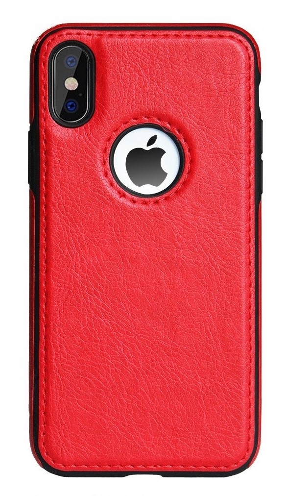 Skórzane etui iPhone XS X case eko skóra CZERWONE