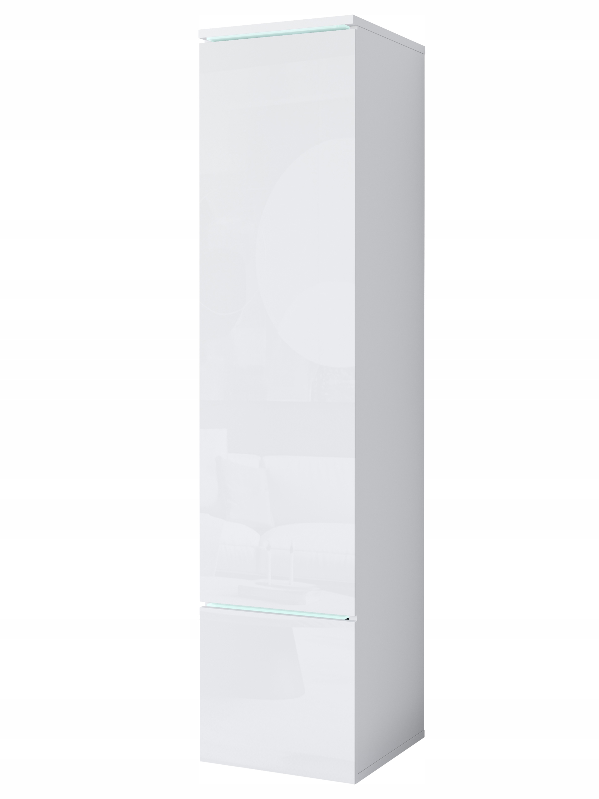 Moderní vysoká vitrína Led osvětlení, bílá/bílý lesk